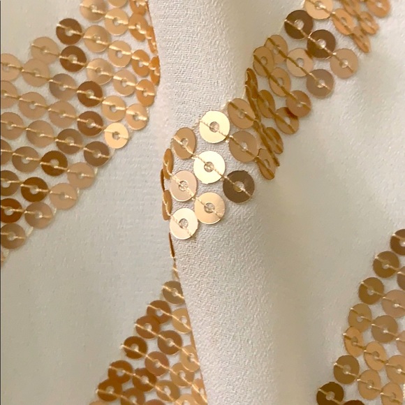 Lane Bryant Sheer cream blouse with gold sequins - Picture 3 of 12